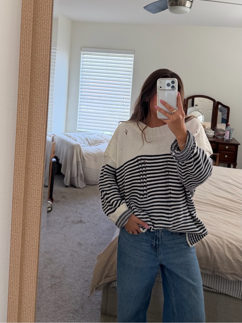 BDG Black and Cream Striped Knit Sweater
